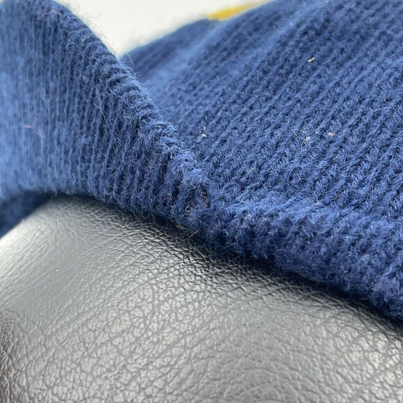 Vintage 90s Notre Dame Fighting Irish Blue Knit Brimmed Stocking Beanie Pom Hat - Picture 10 of 14